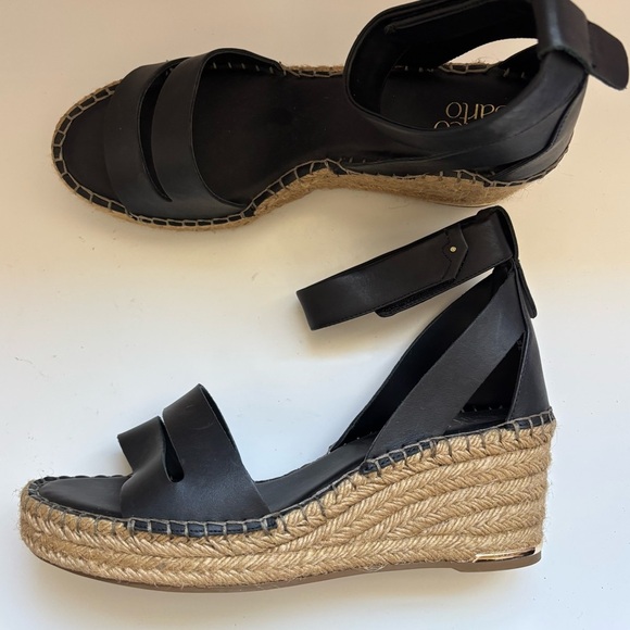 Franco Sarto Black Callia Espadrille Wedge Sandal Sz 11M - Picture 2 of 7